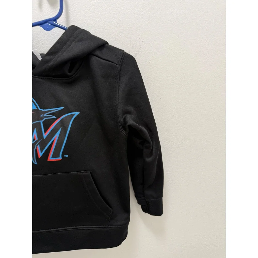 MLB Miami Marlins Kids Black Pullover Hoodie Sweatshirt Size 3T Genuine Merch